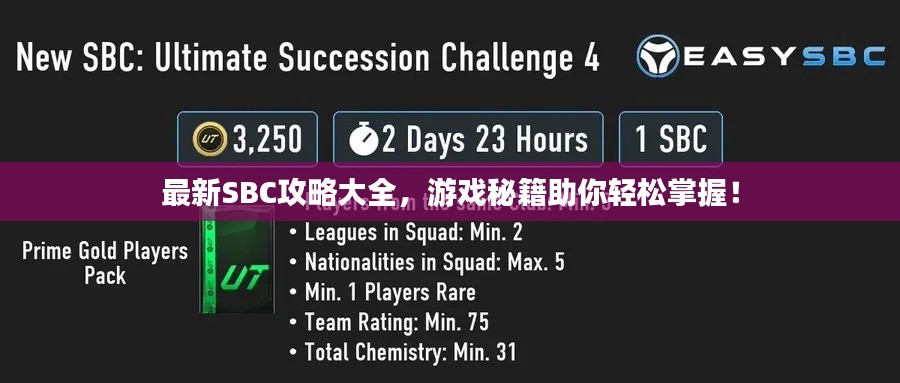 最新SBC攻略大全,游戏秘籍助你轻松掌握!