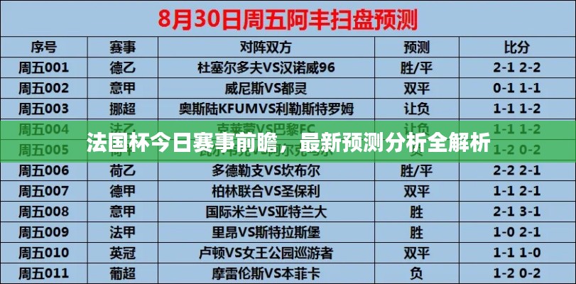 法国杯今日赛事前瞻,最新预测分析全解析